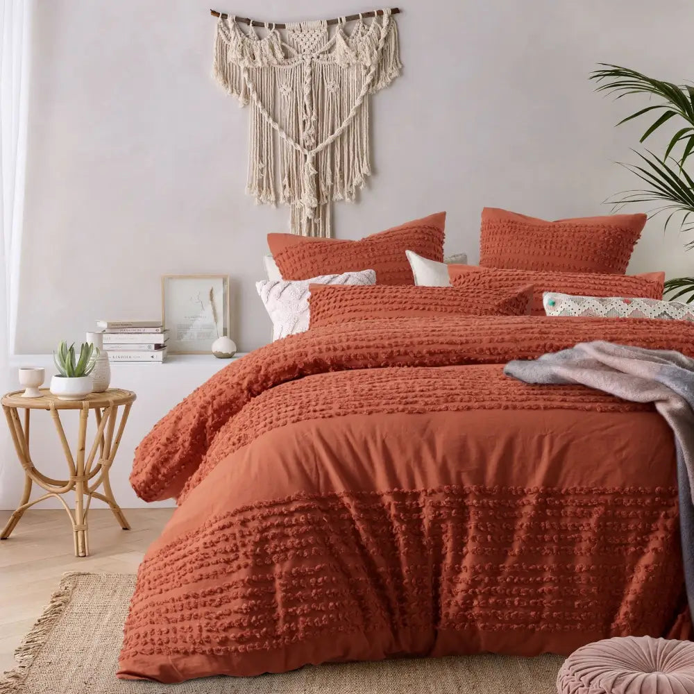 Vintage Design Homewares Betty Tobacco Quilt Cover Set Queen - Furniture > Dining > Buffets & Sideboards