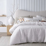 Vintage Design Homewares Malvern White Cotton Quilt Cover Set Queen - Home & Garden > Bedding > Duvet Covers
