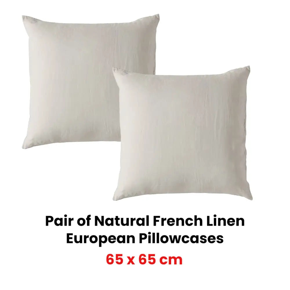 Vintage Design Homewares Pair of Natural French Linen European Pillowcases - Home & Garden > Bedding