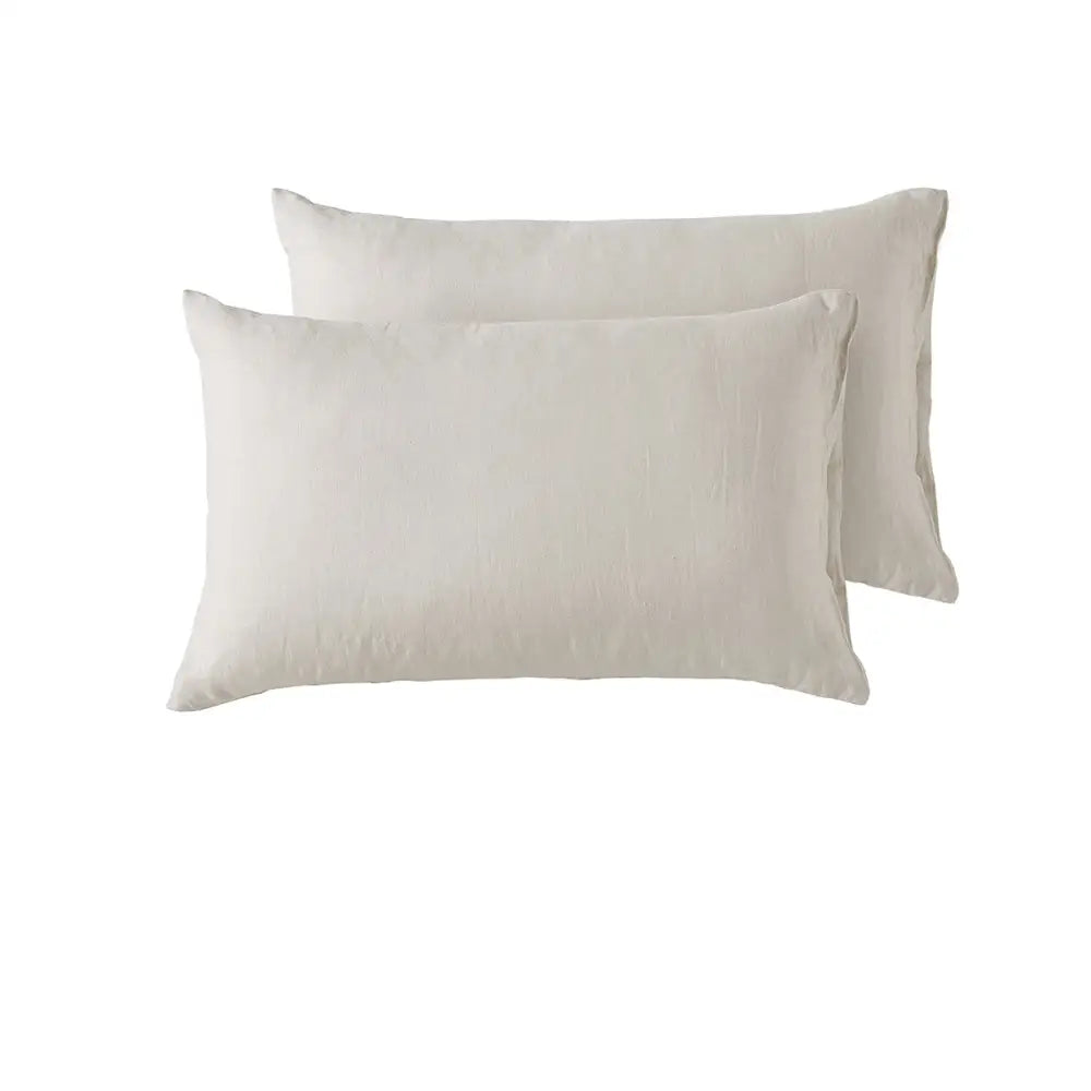 Vintage Design Homewares Pair of Natural French Linen Standard Pillowcases - Home & Garden > Bedding