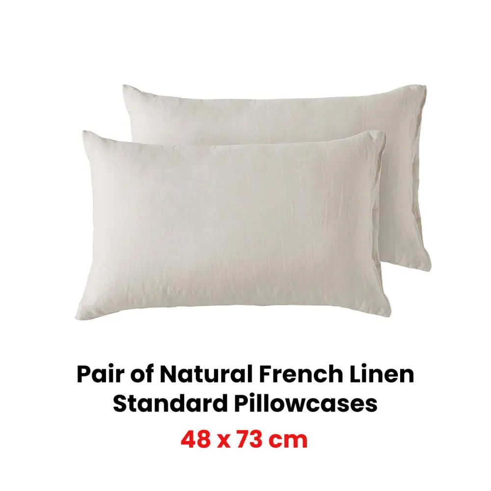 Vintage Design Homewares Pair of Natural French Linen Standard Pillowcases - Home & Garden > Bedding