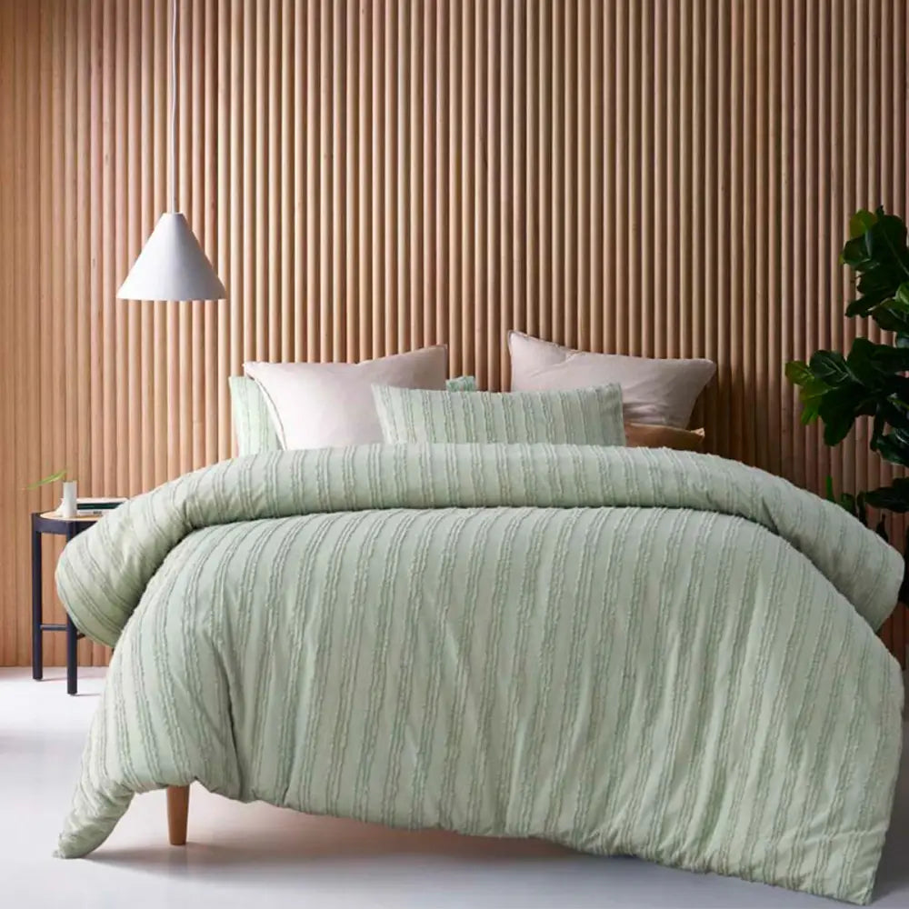 Vintage Design Homewares Reflections Sage Cotton Quilt Cover Set Queen - Home & Garden > Bedding