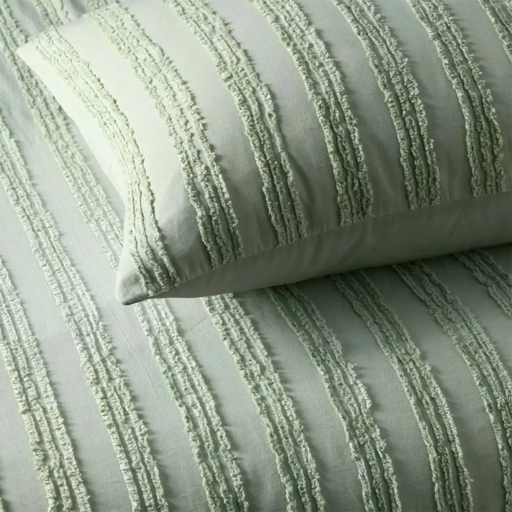 Vintage Design Homewares Reflections Sage Cotton Quilt Cover Set Queen - Home & Garden > Bedding