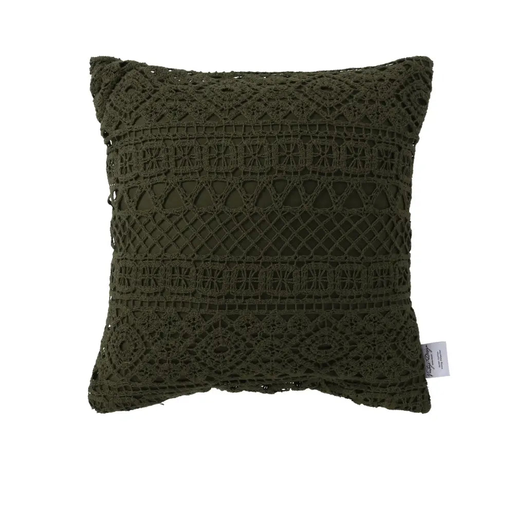 Vintage Design Homewares Tenille Olive Cotton Lace Cushion Cover - Home & Garden > Bedding