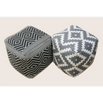 Vintage Geometric Pouf Cotton Printed Footstool Ottoman Pouffe Cover 55 cm X 45 - Furniture > Living Room > Ottomans &