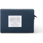 Vintage Washed 100% Cotton Sheet Set with 1 Pillowcases - Dark Indigo -Single - Home & Garden > Bedding > Bed Sheets
