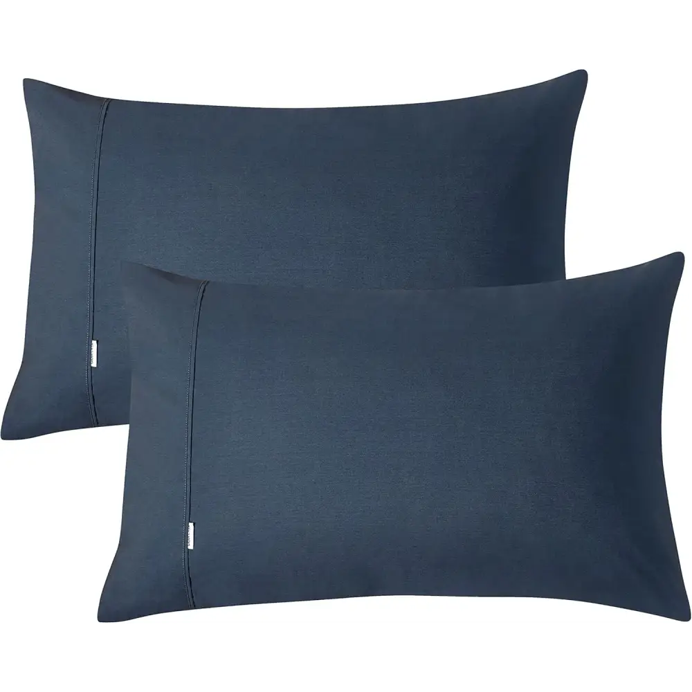 Vintage Washed 100% Cotton Sheet Set with 1 Pillowcases - Dark Indigo -Single - Home & Garden > Bedding > Bed Sheets