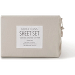 Vintage Washed 100% Cotton Sheet Set with 1 Pillowcases - Natural - Single - Home & Garden > Bedding > Bed Sheets