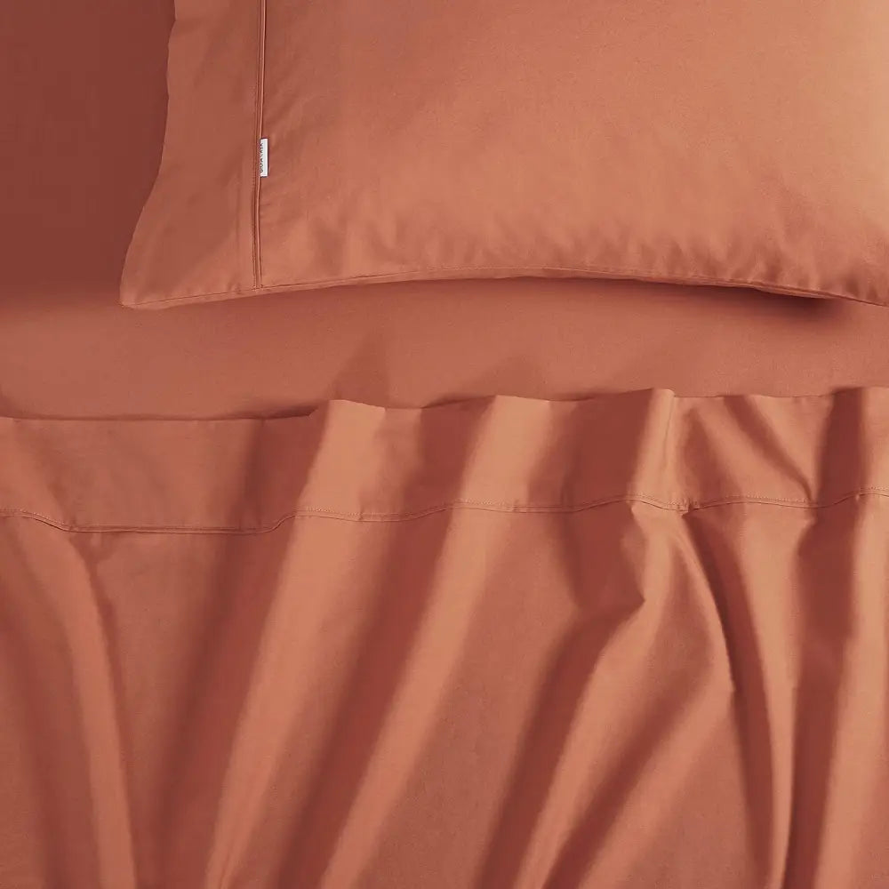 Vintage Washed 100% Cotton Sheet Set with 2 Pillowcases - Brick - King Size - Home & Garden > Bedding > Bed Sheets