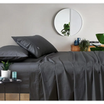 Vintage Washed 100% Cotton Sheet Set with 2 Pillowcases - Charcoal - King Size - Home & Garden > Bedding > Bed Sheets