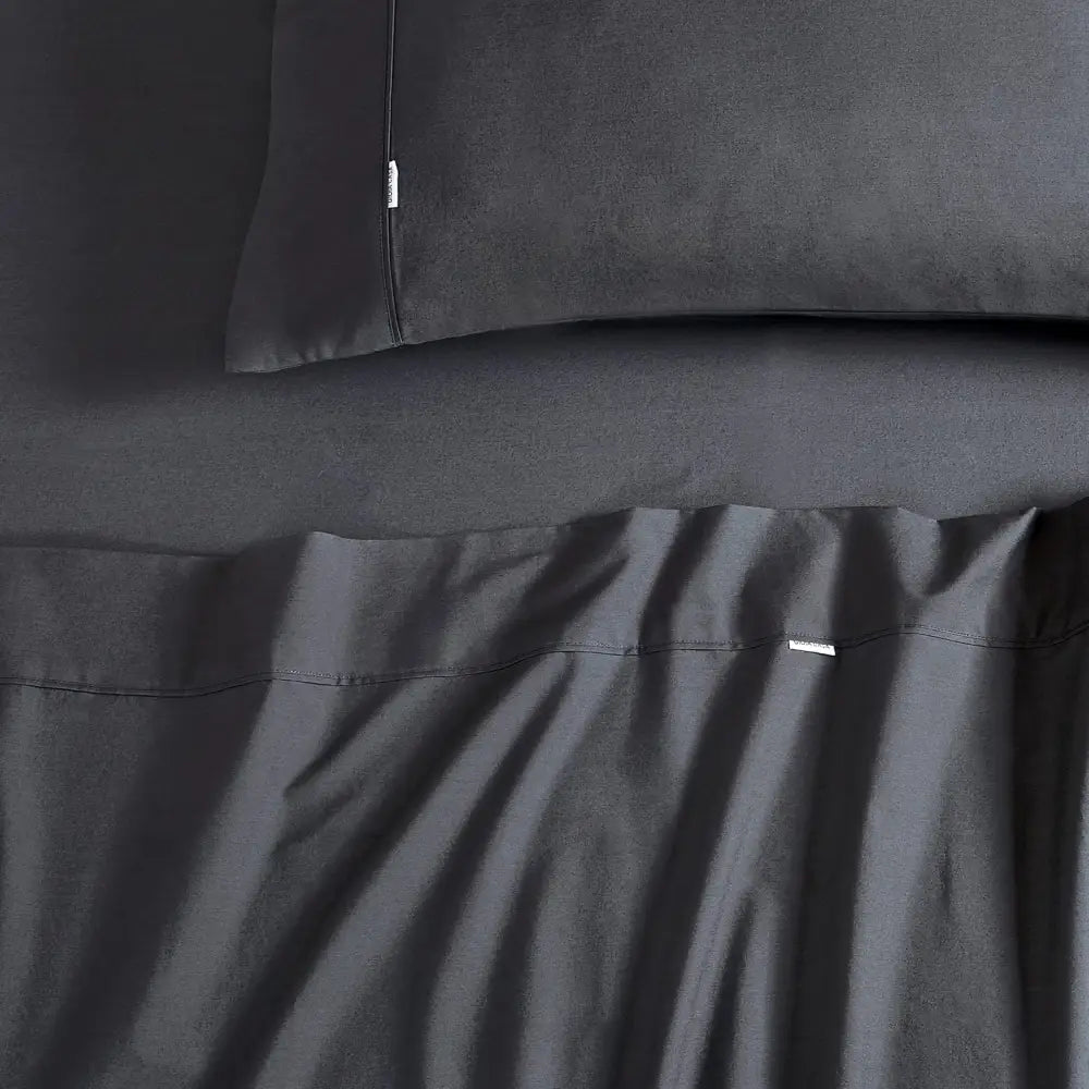 Vintage Washed 100% Cotton Sheet Set with 2 Pillowcases - Charcoal - King Size - Home & Garden > Bedding > Bed Sheets