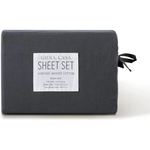 Vintage Washed 100% Cotton Sheet Set with 2 Pillowcases - Charcoal - King Size - Home & Garden > Bedding > Bed Sheets