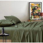 Vintage Washed 100% Cotton Sheet Set with 2 Pillowcases - Khaki Green - King Size - Home & Garden > Bedding > Bed Sheets