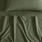 Vintage Washed 100% Cotton Sheet Set with 2 Pillowcases - Khaki Green - King Size - Home & Garden > Bedding > Bed Sheets