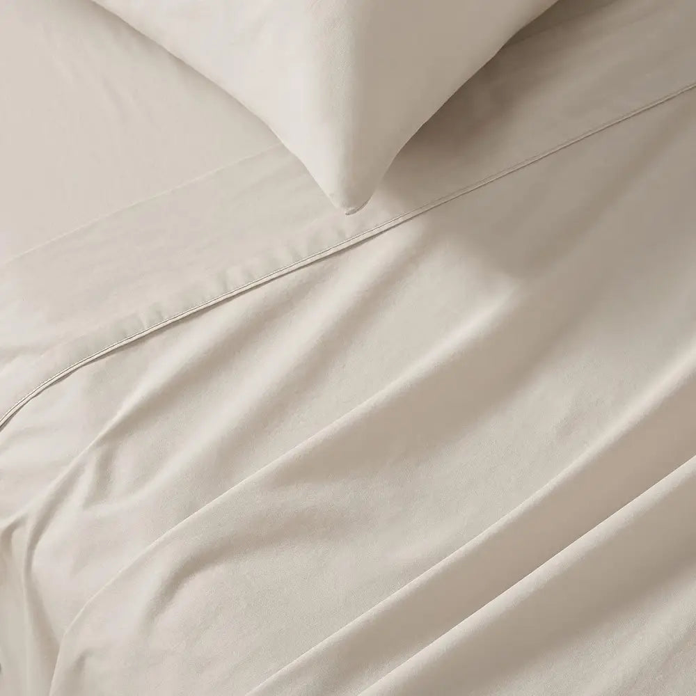 Vintage Washed 100% Cotton Sheet Set with 2 Pillowcases - Natural - King Size - Home & Garden > Bedding > Bed Sheets