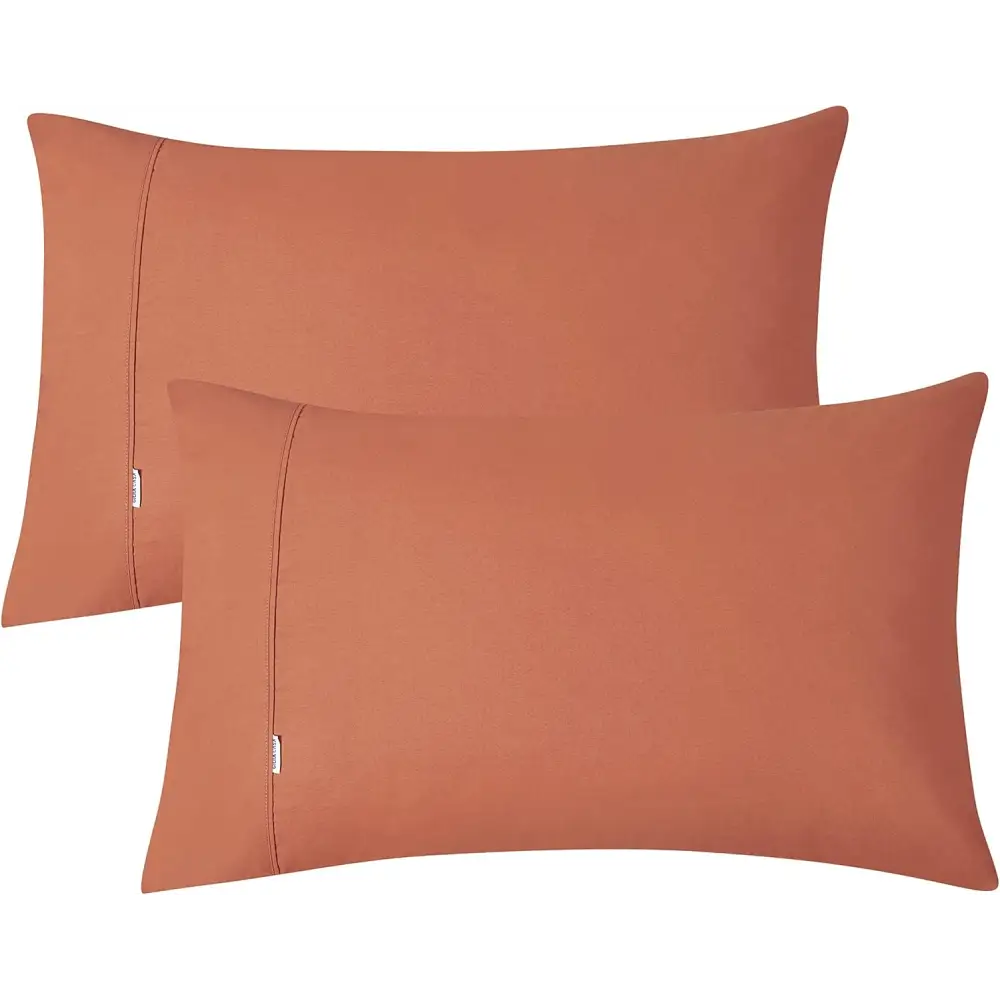 Vintage Washed 100% Cotton Soft Breathable Sheet Set - Brick - King Single - Home & Garden > Bedding > Bed Sheets