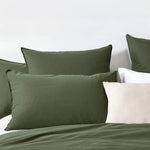 Vintage Washed 100% Cotton Standard Pillowcase - Luxurious Standard Pillow Cover - Khaki Green - 2 Pcs - Home & Garden