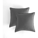 Vintage Washed Microfibre European Pillowcases - Set of 2 Luxurious European Pillow Covers - Grey - Home & Garden >
