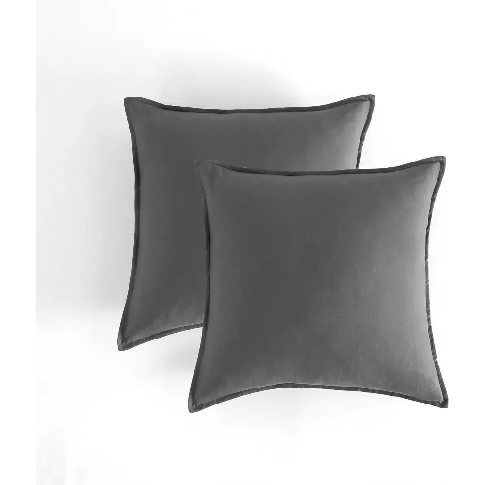 Vintage Washed Microfibre European Pillowcases - Set of 2 Luxurious European Pillow Covers - Grey - Home & Garden >