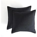 Vintage Washed Microfibre European Pillowcases - Set of 2 Luxurious European Pillow Covers - Black - Home & Garden >