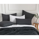 Vintage Washed Microfibre European Pillowcases - Set of 2 Luxurious European Pillow Covers - Black - Home & Garden >