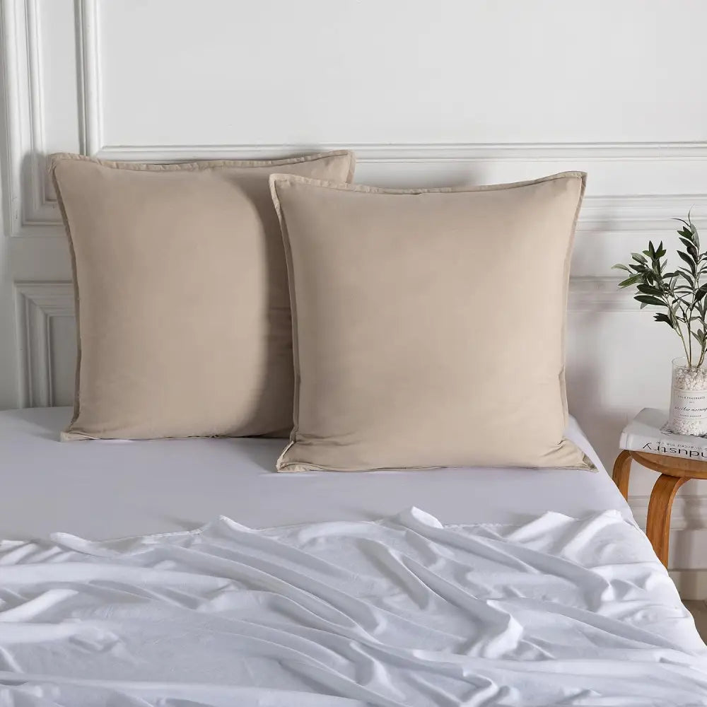 Vintage Washed Microfibre European Pillowcases - Set of 2 Luxurious European Pillow Covers - Linen - Home & Garden >