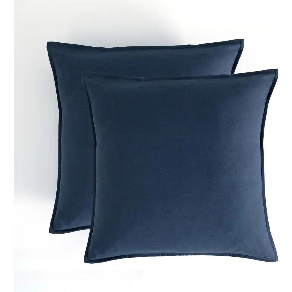 Vintage Washed Microfibre European Pillowcases - Set of 2 Luxurious European Pillow Covers - Navy - Home & Garden >