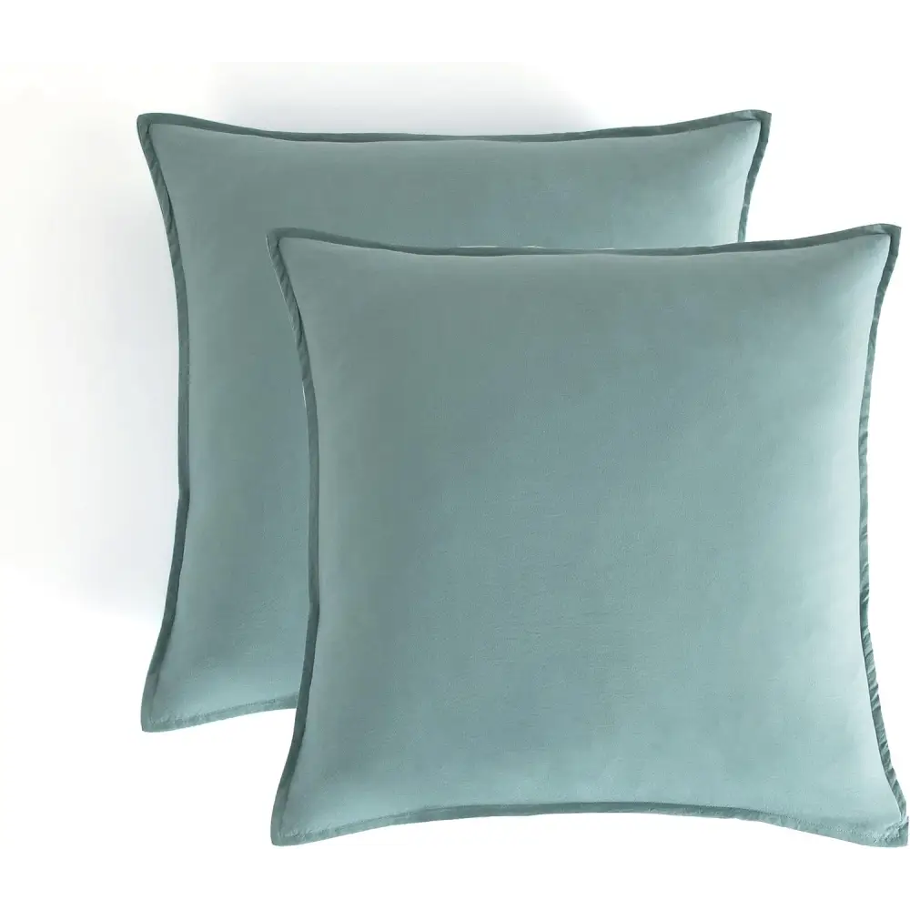 Vintage Washed Microfibre European Pillowcases - Set of 2 Luxurious European Pillow Covers - Seafoam - Home & Garden >