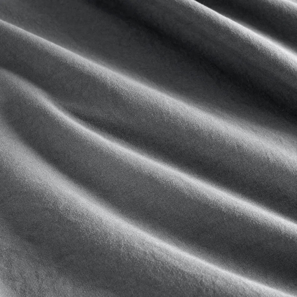Vintage Washed Microfibre Sheet Set with 1 Pillowcase - Grey - King Single - Home & Garden > Bedding > Bed Sheets