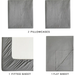 Vintage Washed Microfibre Sheet Set with 1 Pillowcase - Grey - King Single - Home & Garden > Bedding > Bed Sheets
