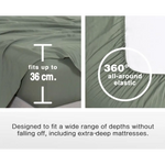 Vintage Washed Microfibre Sheet Set with 1 Pillowcase - Khaki Green - Single - Home & Garden > Bedding > Bed Sheets