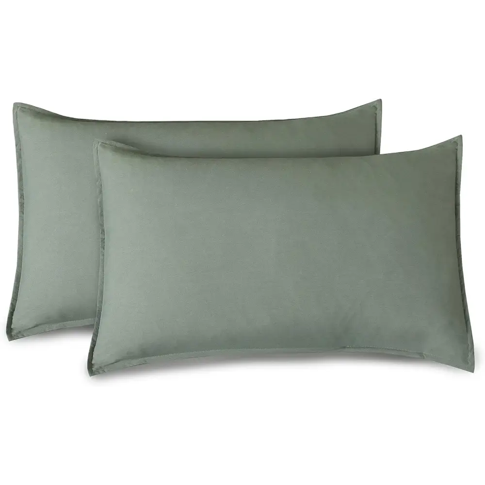Vintage Washed Microfibre Sheet Set with 1 Pillowcase - Khaki Green - Single - Home & Garden > Bedding > Bed Sheets