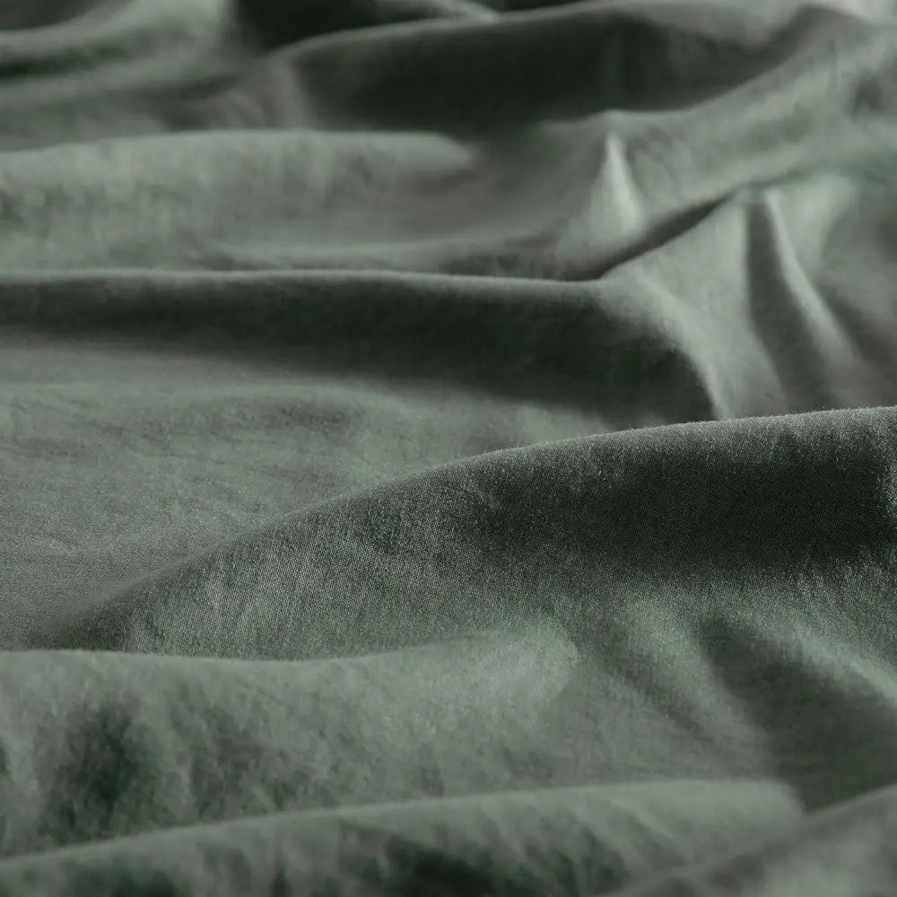 Vintage Washed Microfibre Sheet Set with 1 Pillowcase - Khaki Green - Single - Home & Garden > Bedding > Bed Sheets