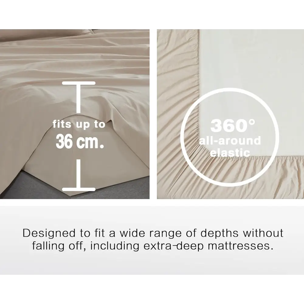 Vintage Washed Microfibre Sheet Set with 1 Pillowcase - Linen - King Single - Home & Garden > Bedding > Bed Sheets