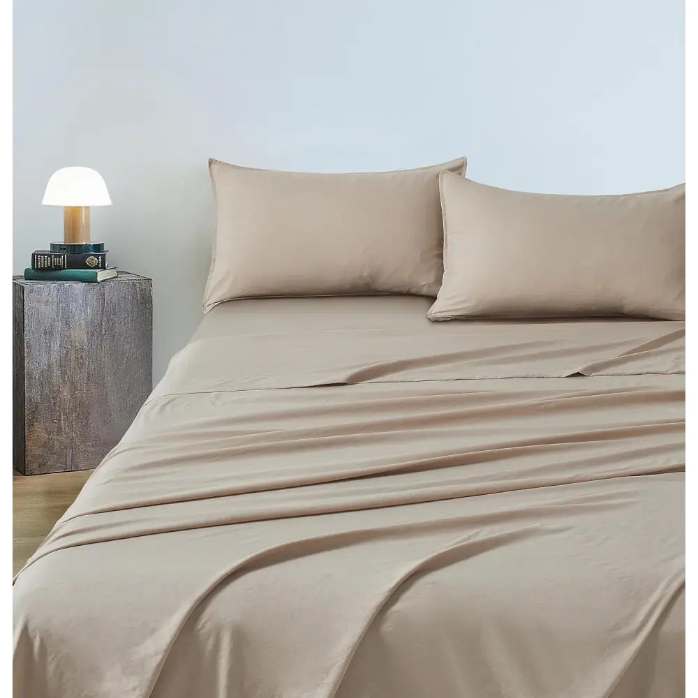 Vintage Washed Microfibre Sheet Set with 1 Pillowcase - Linen - Single - Home & Garden > Bedding > Bed Sheets