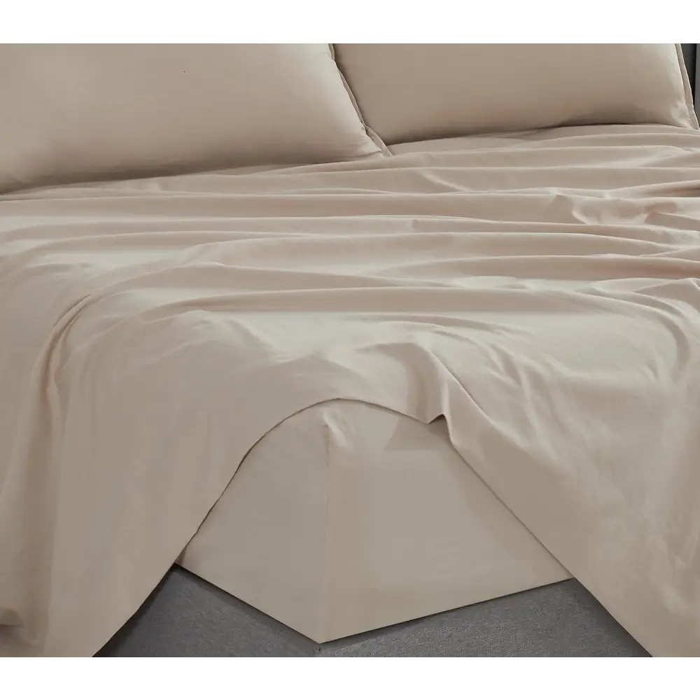 Vintage Washed Microfibre Sheet Set with 1 Pillowcase - Linen - Single - Home & Garden > Bedding > Bed Sheets