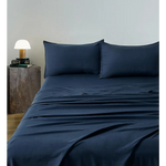 Vintage Washed Microfibre Sheet Set with 1 Pillowcase - Navy - Single - Home & Garden > Bedding > Bed Sheets