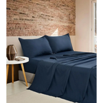 Vintage Washed Microfibre Sheet Set with 1 Pillowcase - Navy - Single - Home & Garden > Bedding > Bed Sheets