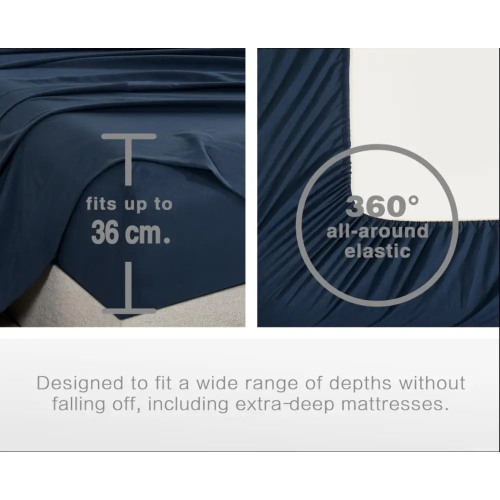 Vintage Washed Microfibre Sheet Set with 1 Pillowcase - Navy - Single - Home & Garden > Bedding > Bed Sheets