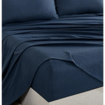 Vintage Washed Microfibre Sheet Set with 1 Pillowcase - Navy - Single - Home & Garden > Bedding > Bed Sheets