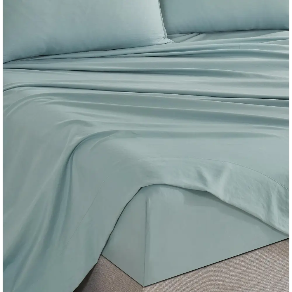 Vintage Washed Microfibre Sheet Set with 1 Pillowcase - Seafoam - King Single - Home & Garden > Bedding > Bed Sheets