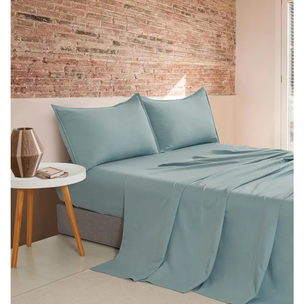 Vintage Washed Microfibre Sheet Set with 1 Pillowcase - Seafoam - King Single - Home & Garden > Bedding > Bed Sheets