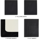 Vintage Washed Microfibre Sheet Set with 2 Pillowcases - Black - King - Home & Garden > Bedding > Bed Sheets