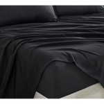 Vintage Washed Microfibre Sheet Set with 2 Pillowcases - Black - King - Home & Garden > Bedding > Bed Sheets
