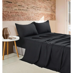 Vintage Washed Microfibre Sheet Set with 2 Pillowcases - Black - King - Home & Garden > Bedding > Bed Sheets
