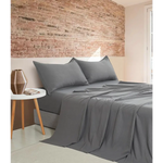 Vintage Washed Microfibre Sheet Set with 2 Pillowcases - Grey - King - Home & Garden > Bedding > Bed Sheets