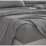 Vintage Washed Microfibre Sheet Set with 2 Pillowcases - Grey - King - Home & Garden > Bedding > Bed Sheets