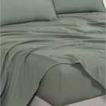 Vintage Washed Microfibre Sheet Set with 2 Pillowcases - Khaki Green - King - Home & Garden > Bedding > Bed Sheets