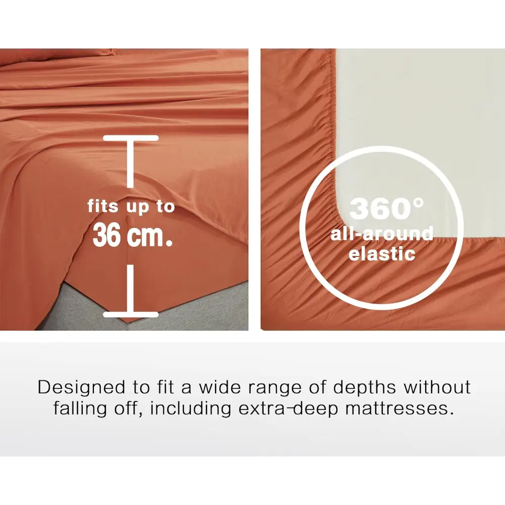 Vintage Washed Microfibre Sheet Set with 2 Pillowcases - Terracotta - King - Home & Garden > Bedding > Bed Sheets