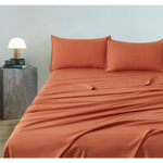 Vintage Washed Microfibre Sheet Set with 2 Pillowcases - Terracotta - Queen - Home & Garden > Bedding > Bed Sheets